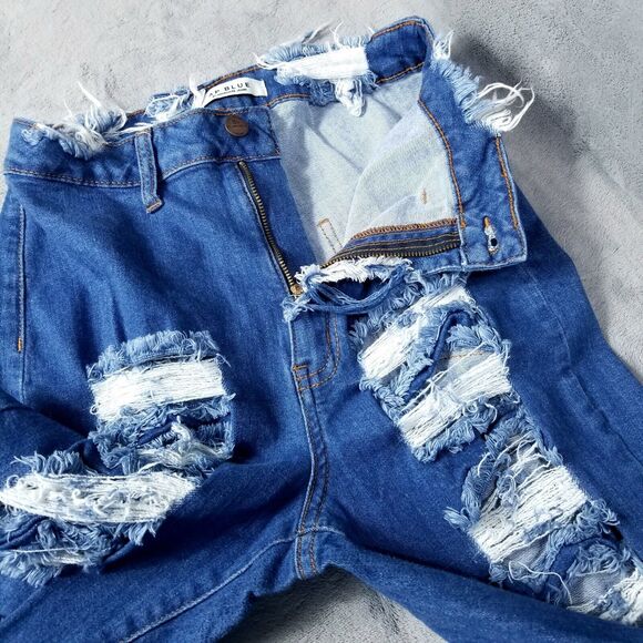 Ap Blue Jeans Women's 11 (30) Blue Distressed - Picture 11 of 12